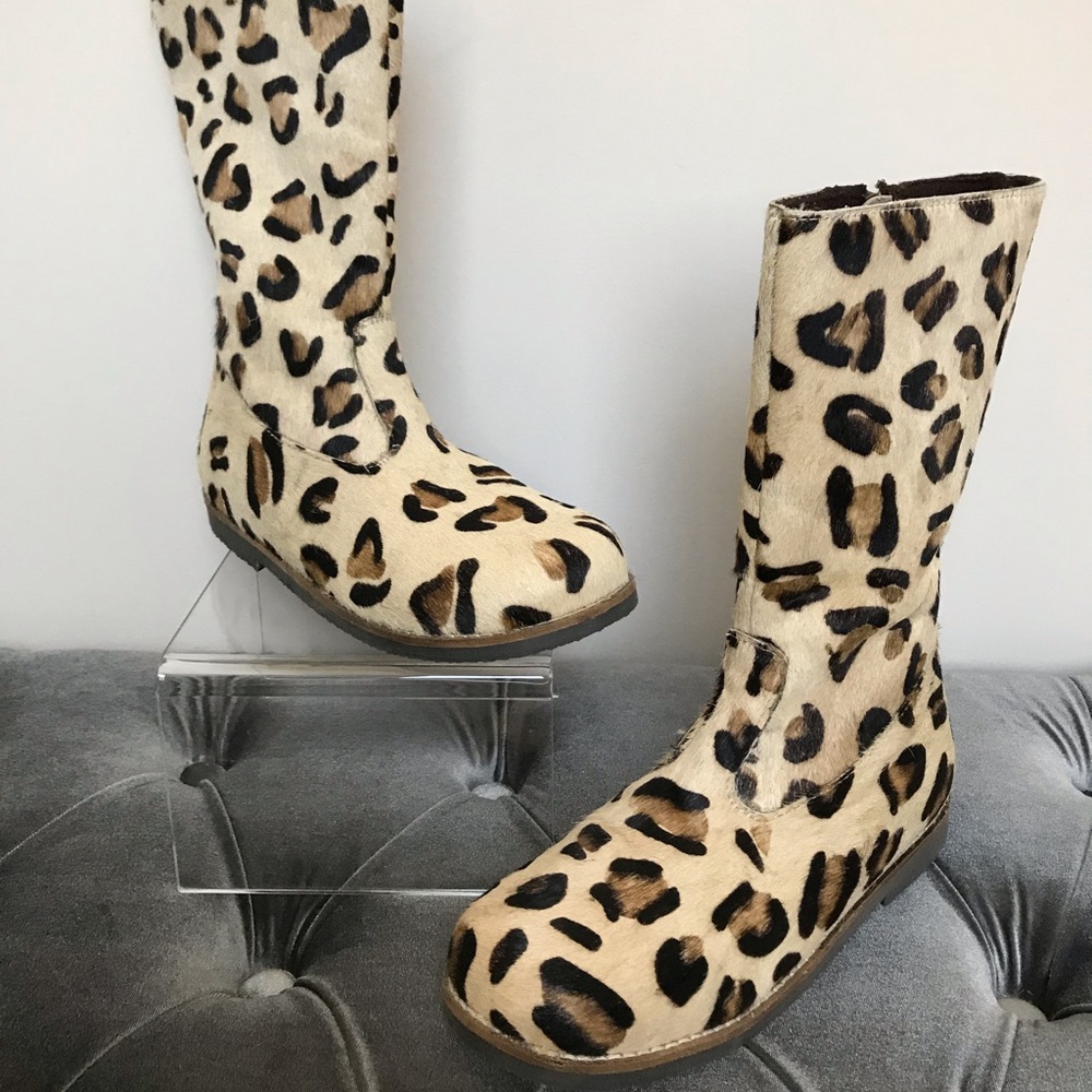 Mini Boden Girls Leopard Tall Boots 36 New ❤️